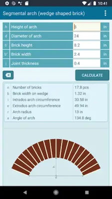 Brick Arch Calculator (Voussoirs) android App screenshot 2