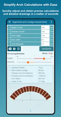 Brick Arch Calculator (Voussoirs) android App screenshot 7